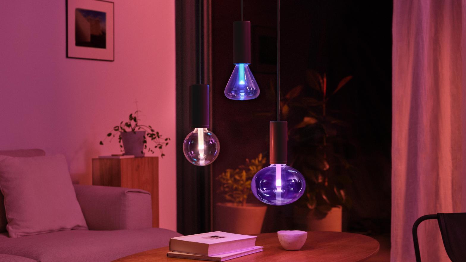The new Philips Hue Lightguide bulbs come in three sleek shapes. (Image: Signify)