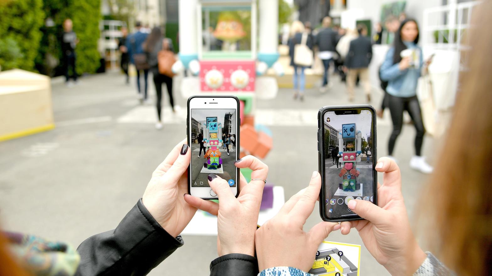 Snapchat's augmented reality filters are a major draw for users of the social media app. (Image: Neilson Barnard, Getty Images)