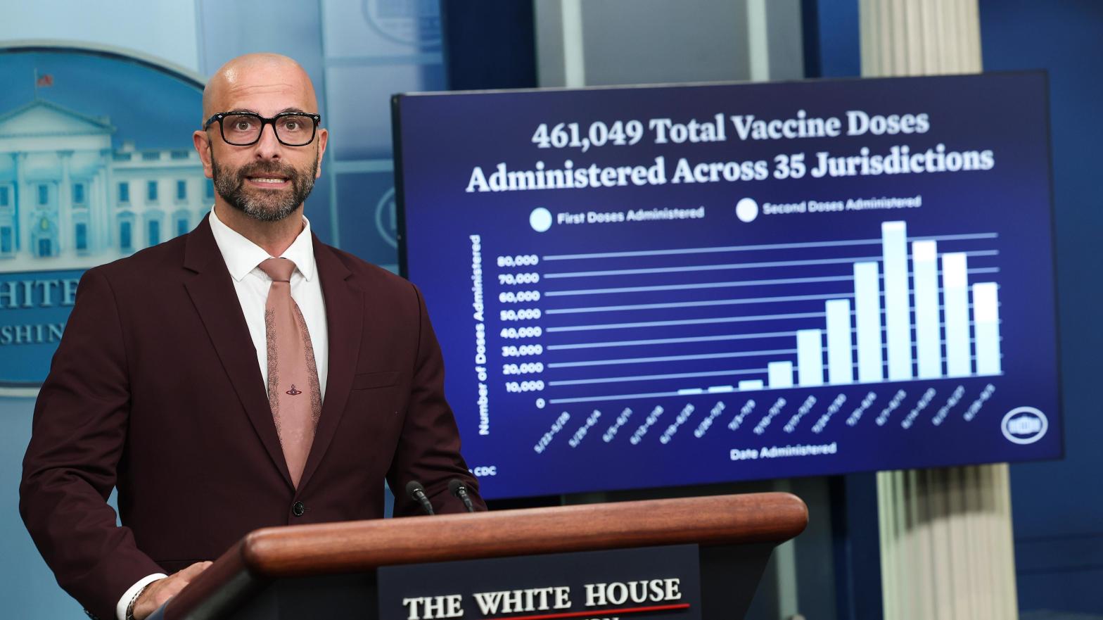 Demetre Daskalakis at a White House monkeypox press briefing on September 7. (Image: Kevin Dietsch, Getty Images)