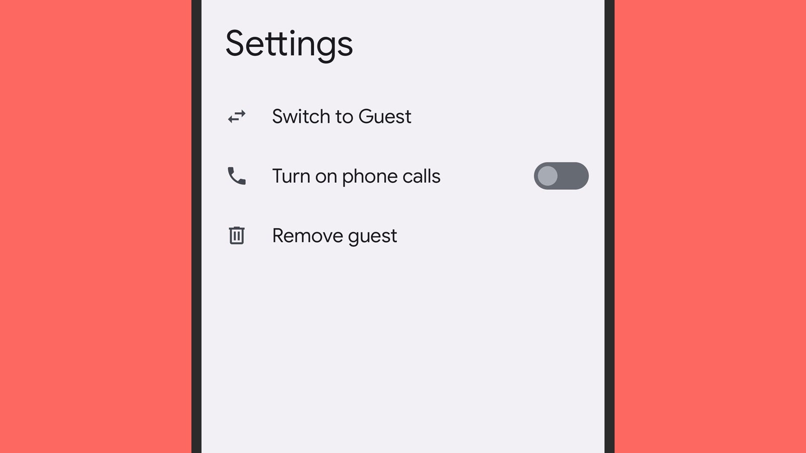 Phone calls can be enabled or disabled for guests. (Screenshot: Android)