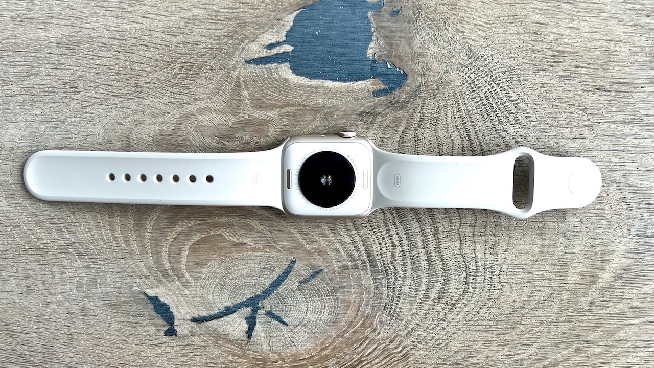 The underside of the Apple Watch SE