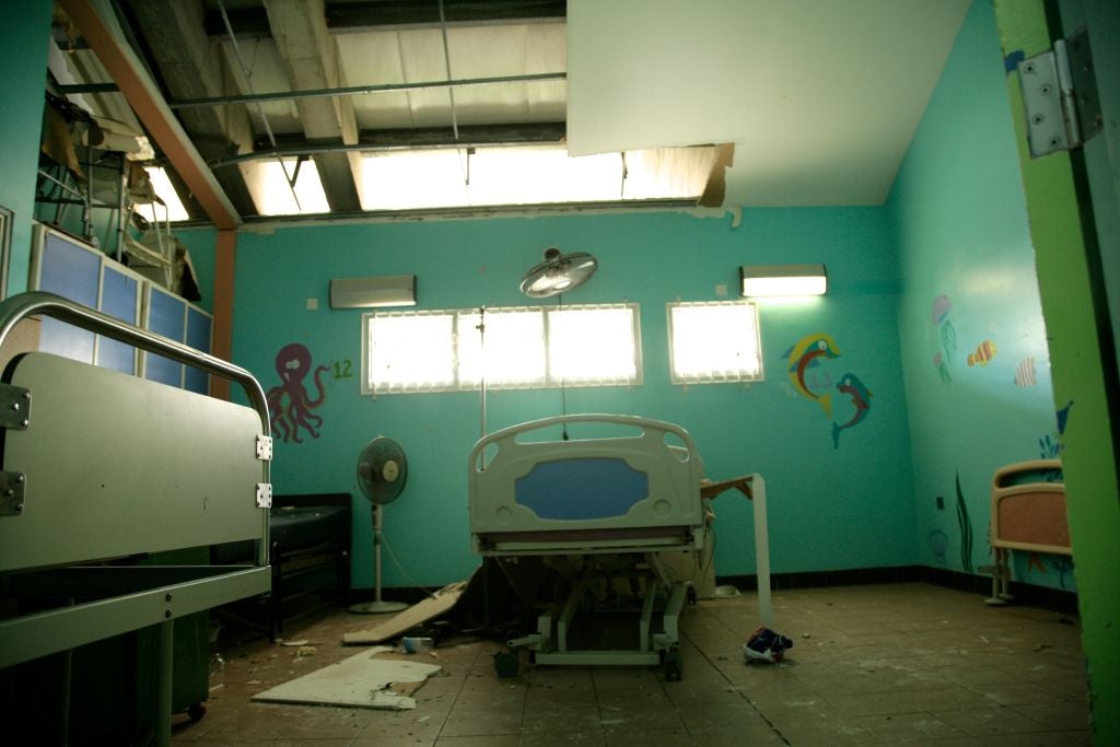 A hospital room stands deserted in Roseau on the Caribbean island of Dominica after Hurricane Maria, September 23, 2017. (Photo: CEDRICK ISHAM CALVADOS/AFP, Getty Images)