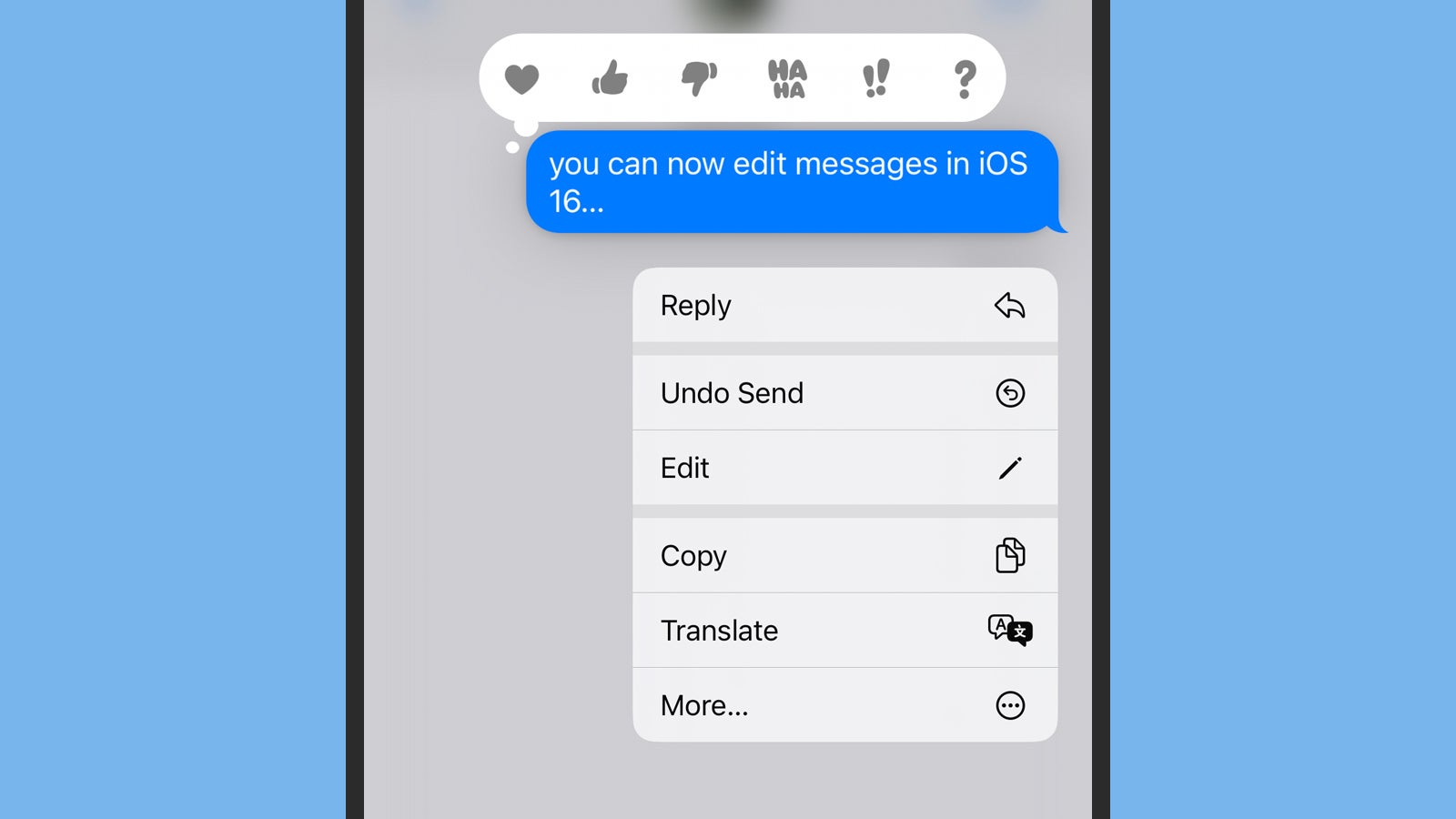 Bring back messages sent in error. (Screenshot: iOS)