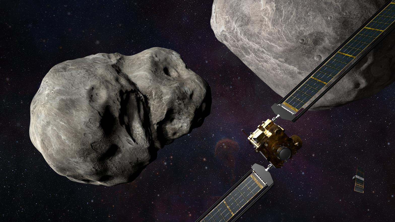 Artist's conception of the DART mission.  (Image: NASA)