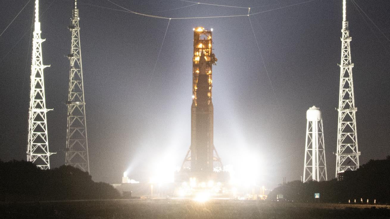 NASA's SLS rocket at Launch Pad 39B at Kennedy Space Centre. (Photo: NASA)