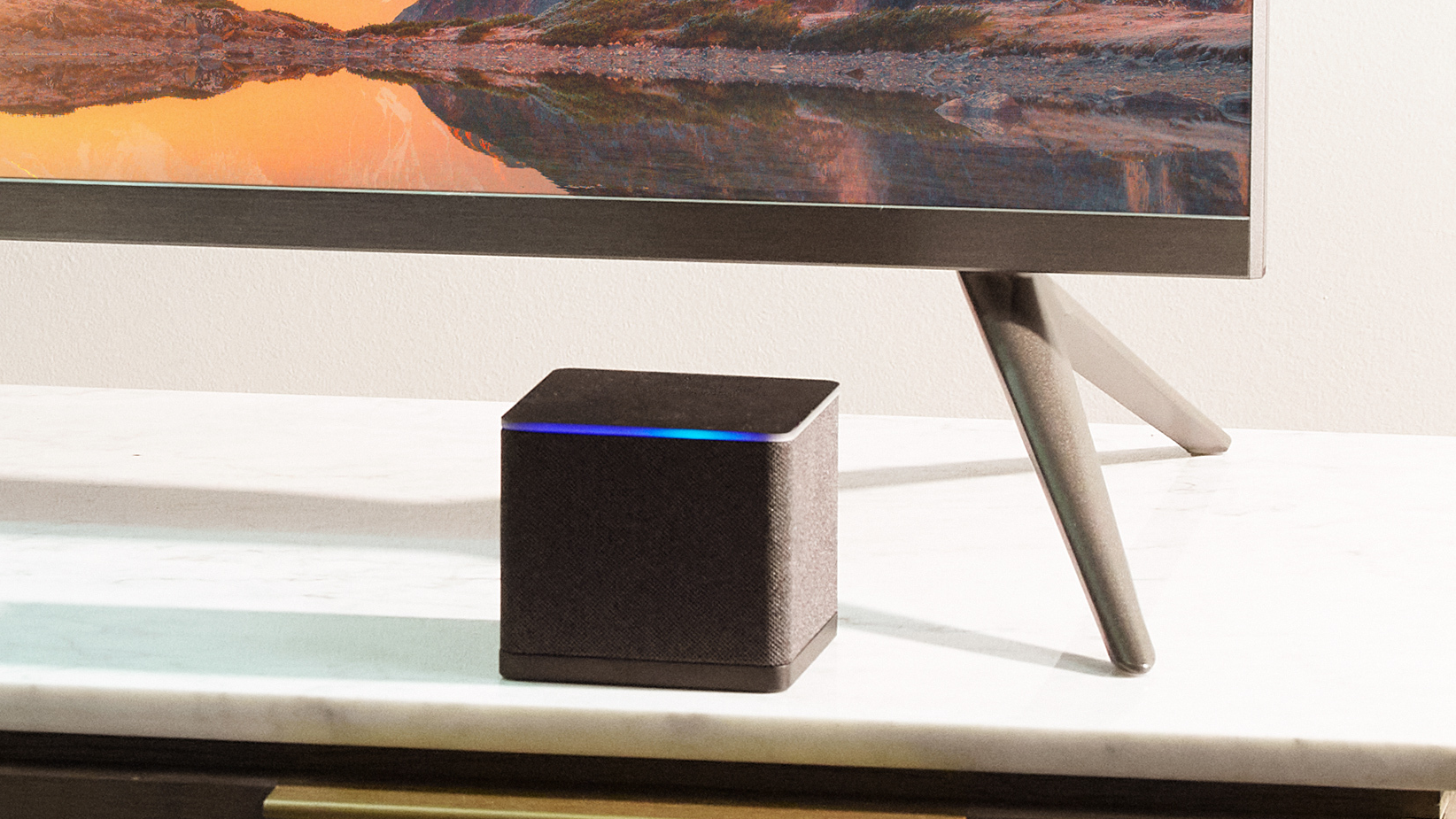 The third-gen Fire TV Cube is slightly rounder than its predecessor.  (Image: Amazon)
