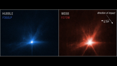 New Hubble and Webb Images Capture Aftermath of DART Asteroid Smash Up