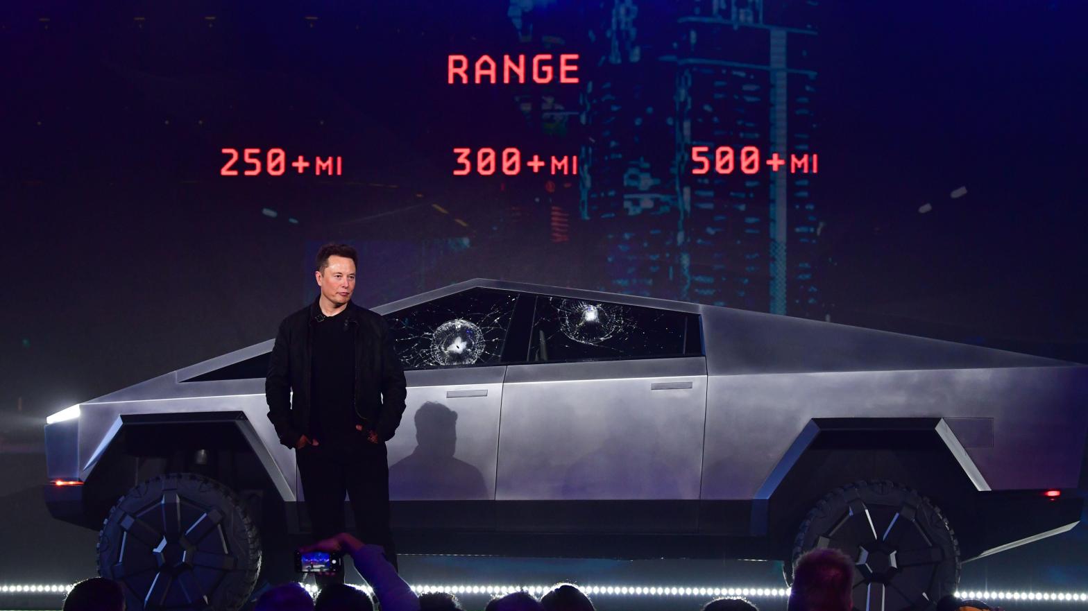 The Cybertruck has been promised for years. Back in 2019, the company said the car could survive hard ballistic impacts. That claim was notably short lived. (Photo: FREDERIC J. BROWN/AFP, Getty Images)