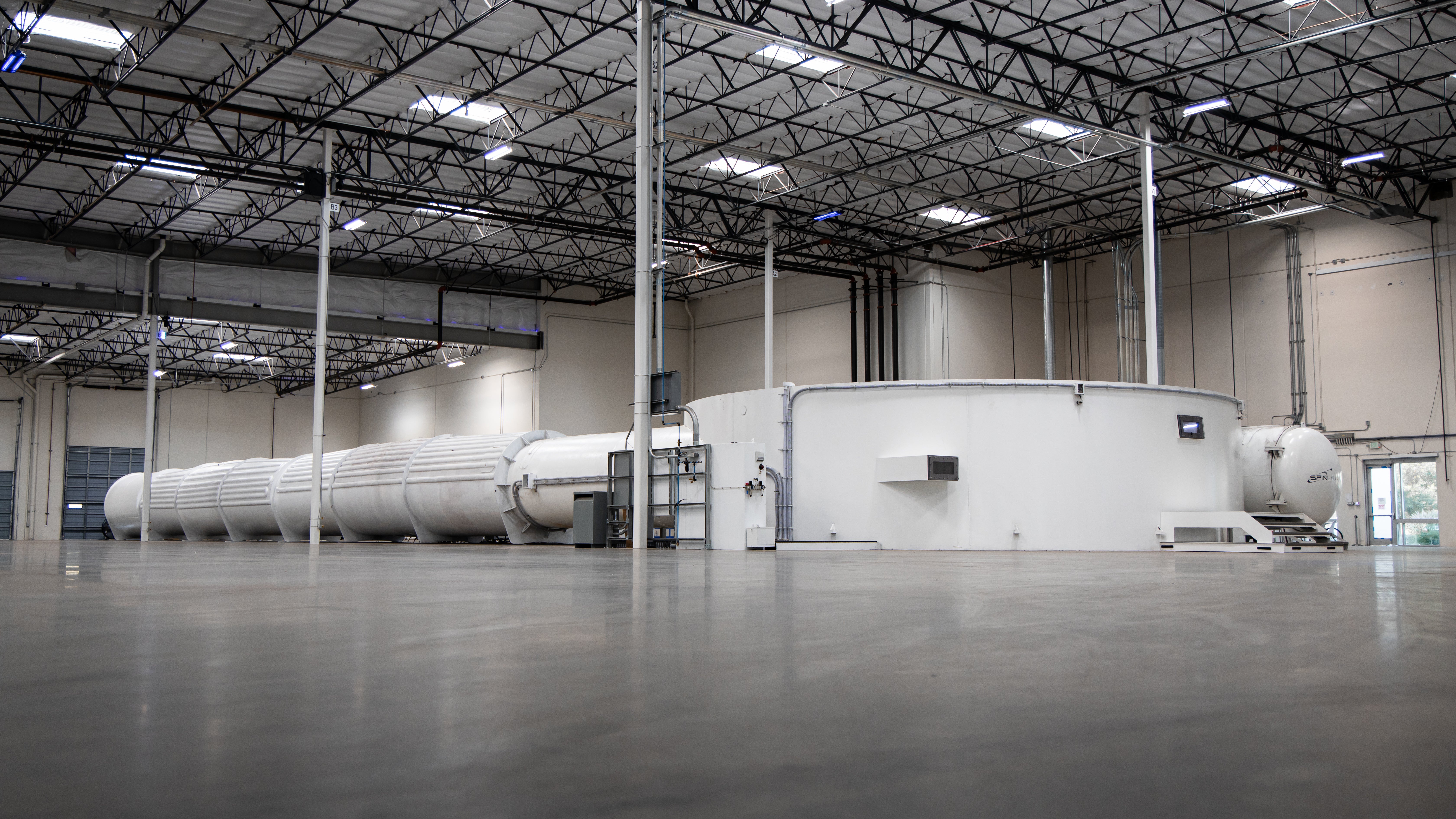 The A12 Lab Accelerator at the company's headquarters in Long Beach, California. The system is used as part of the pre-flight qualification process and can accelerate payloads up to 10,000 Gs. (Photo: SpinLaunch)