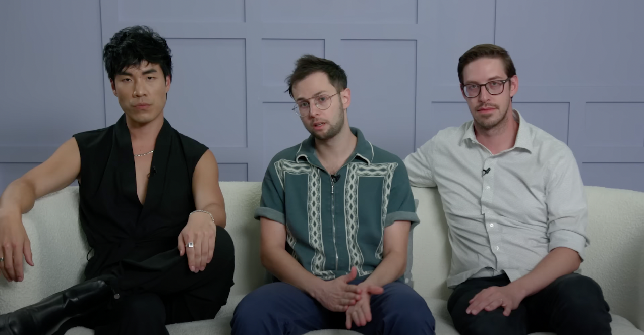 L to R: Eugene Lee Yang, Zach Kornfeld, and Keith Habersberger of the Try Guys. (Screenshot: The Try Guys/Gizmodo)