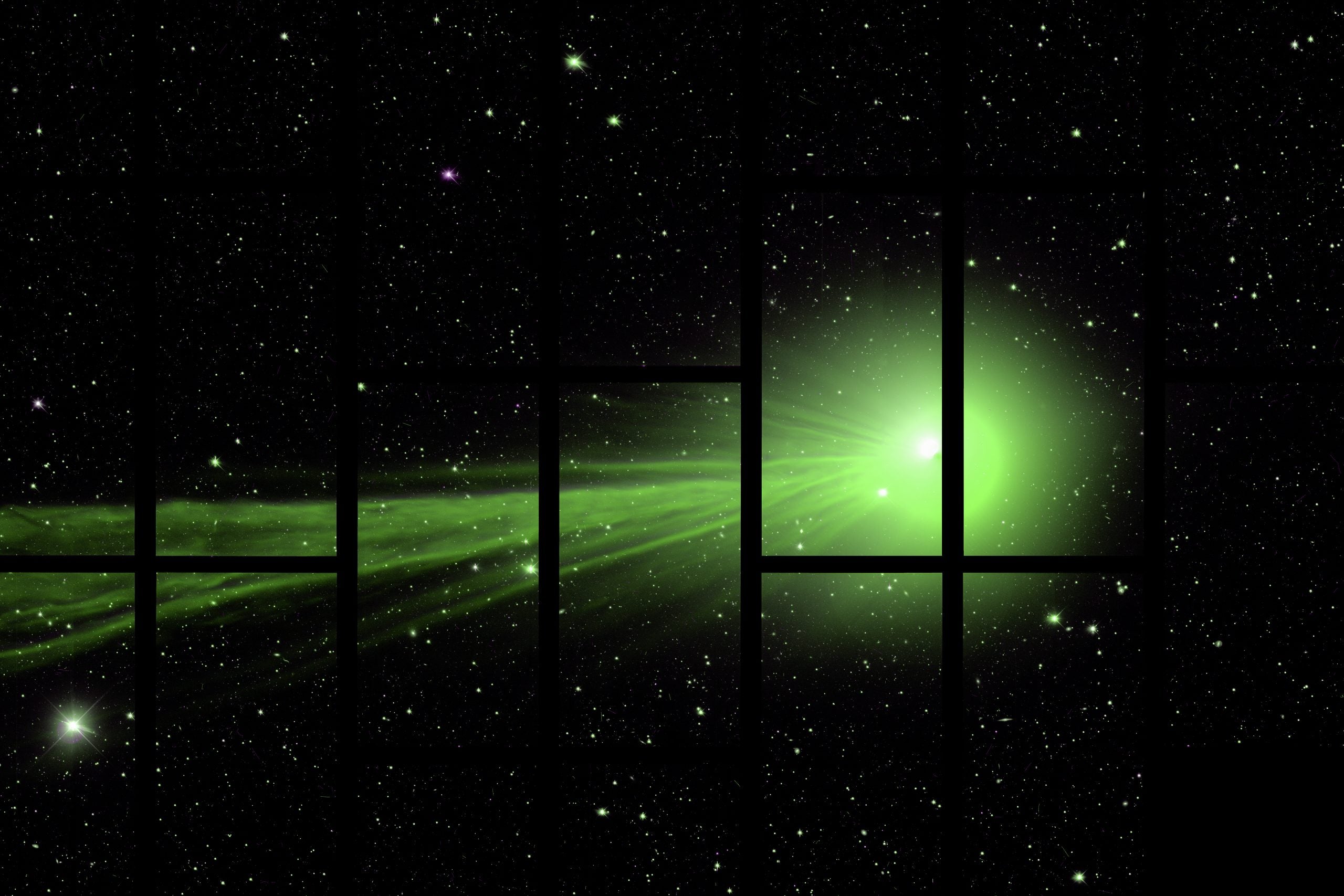 The Comet Lovejoy, as seen by several CCDs. (Image: Marty Murphy, Nikolay Kuropatkin, Huan Lin and Brian Yanny; Dark Energy Survey)