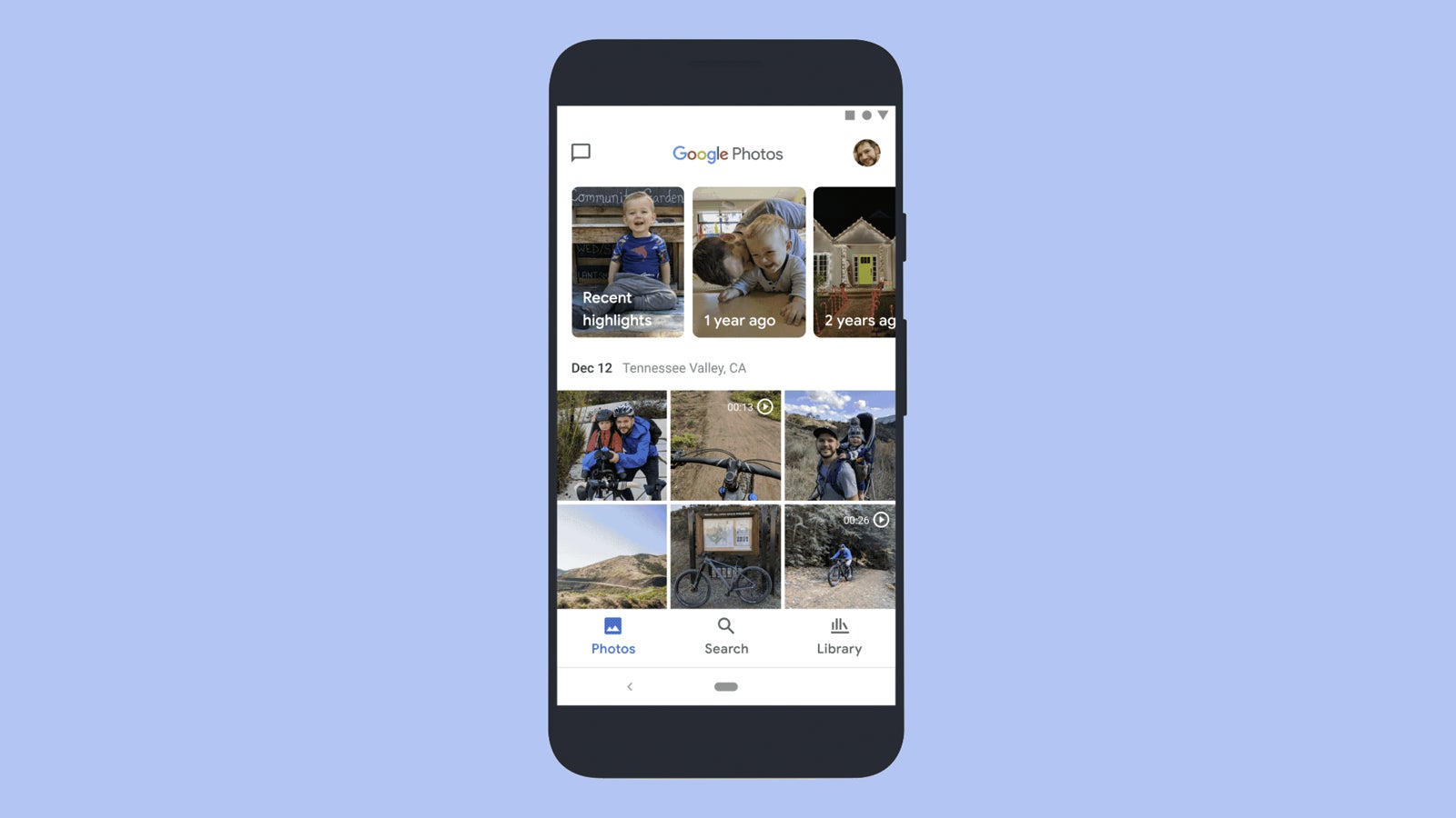 Memories are front and centre in Google Photos. (Image: Google)