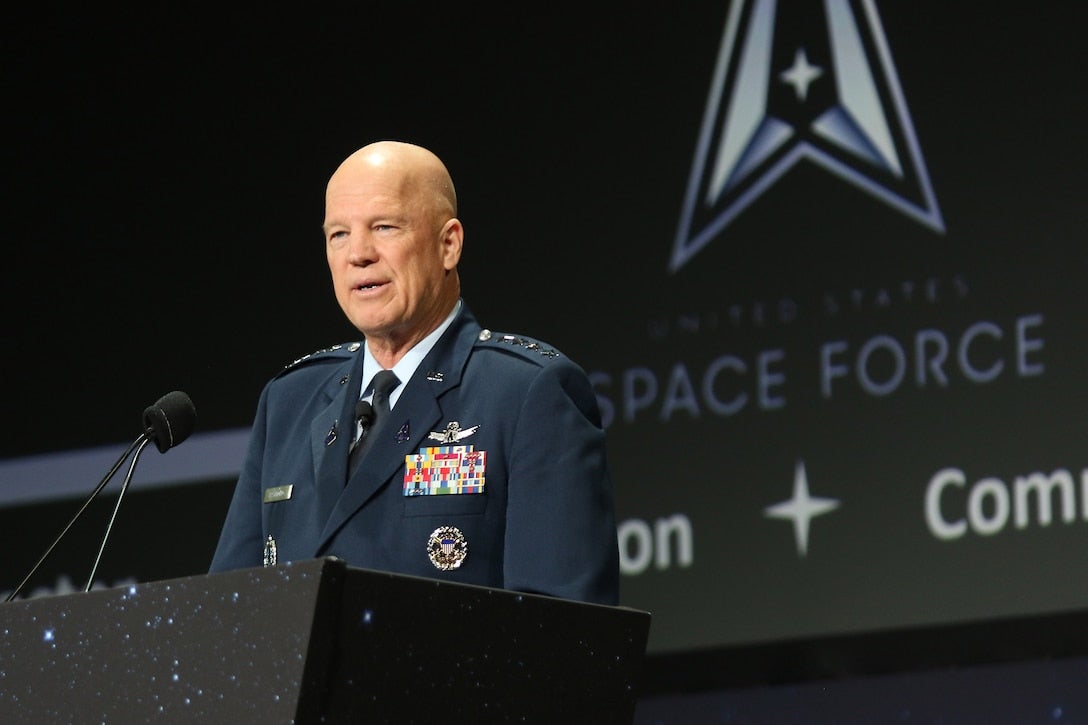 Chief of Space Operations General John Raymond speaking during the 37th Space Symposium in Colorado Springs, Colorado, April 5, 2022. (Photo: U.S. Space Force)