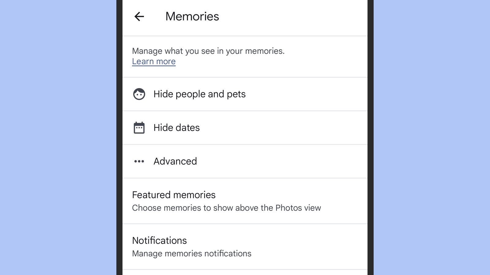 You can take control over who appears in your Memories. (Screenshot: Google Photos)