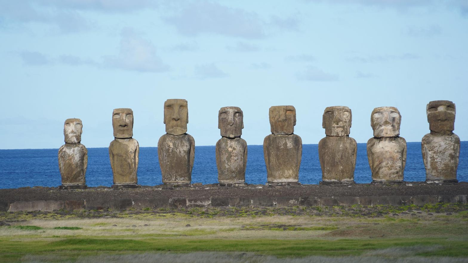 Moai on Rapa Nui, pictured in August 2022. (Photo: Pablo Cozzaglio/AFP, Getty Images)