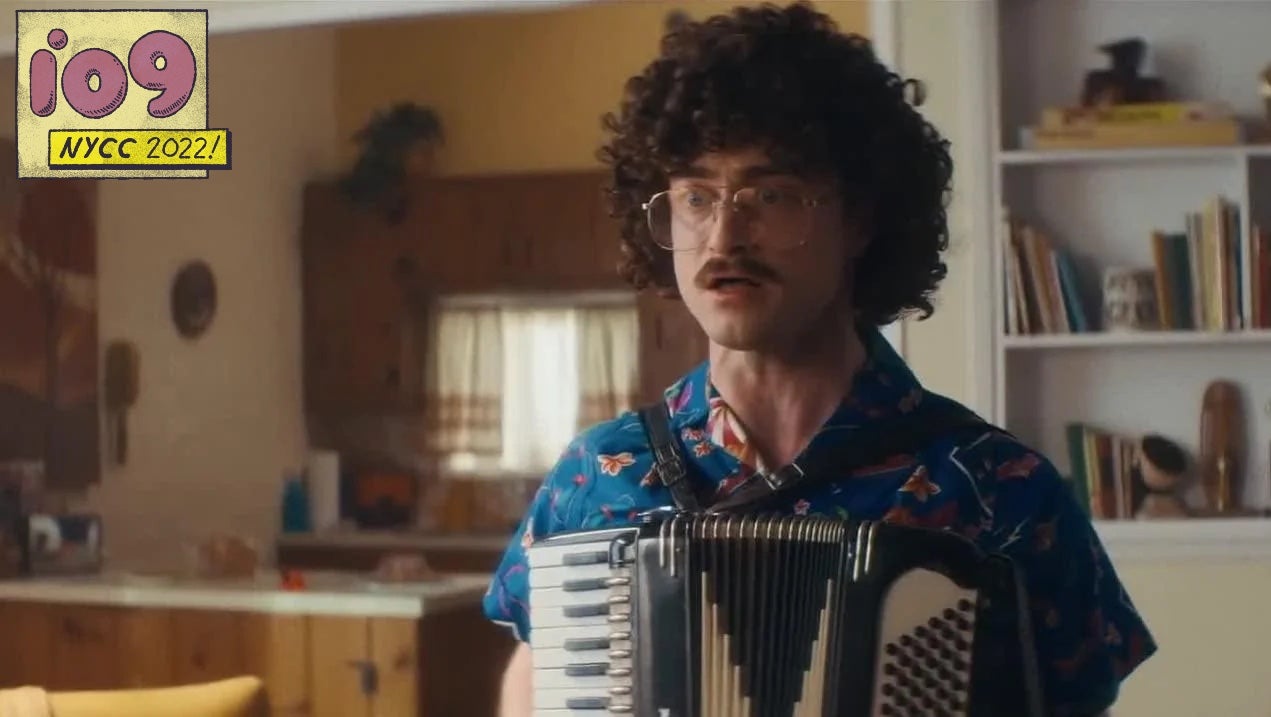 Daniel Radcliffe said he spent many hours practicing accordion so he could portray Weird Al with some accuracy in a purposefully inaccurate movie. (Screenshot: Roku Channel)