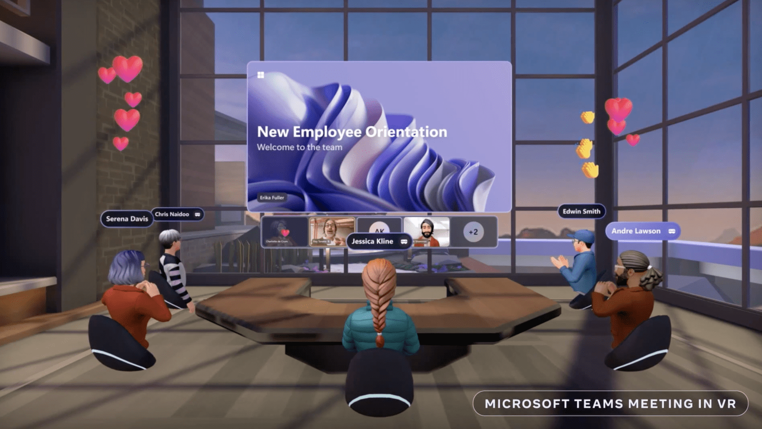 An example of a Microsoft Teams meeting in VR. (Screenshot: Jody Serrano / Gizmodo / Meta Connect)