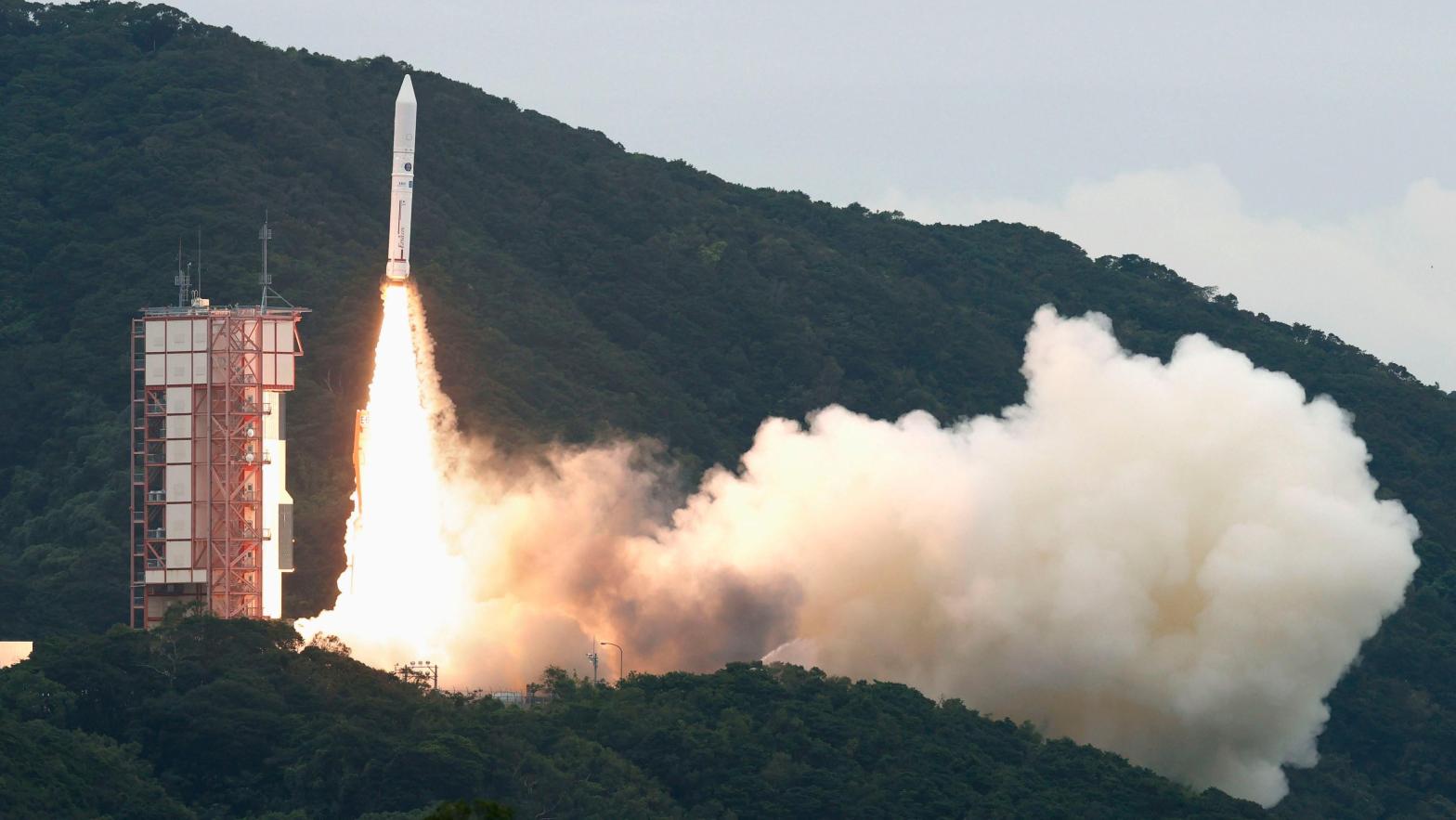 The doomed Epsilon-6 rocket launching from the the Uchinoura Space Centre in Japan.  (Photo: Kyodo, AP)