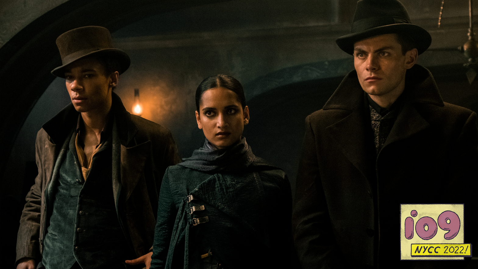 Kit Young, Amita Suman, and Freddy Carter as the Crows. (Image: Netflix | David Appleby)