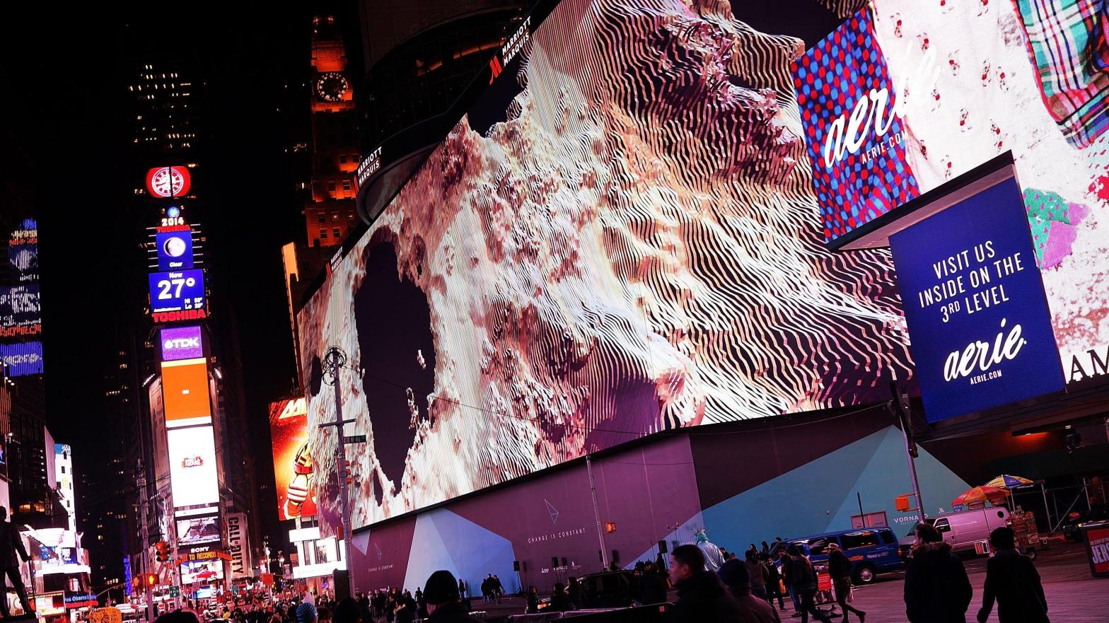 Billed as Times Square's largest and most expensive digital billboard, a new megascreen is debuted in front of the Marriott Marquis hotel on November 18, 2014 in New York City. (Photo: Spencer Platt, Getty Images)