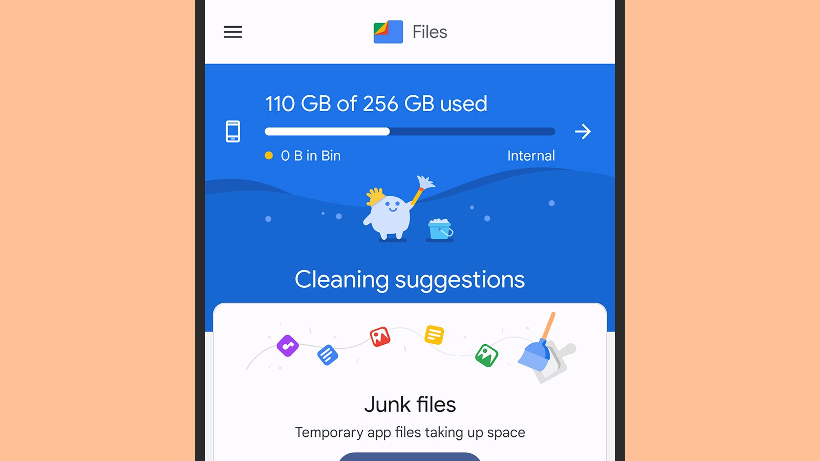 You'll get plenty of suggestions for cleaning up files. (Screenshot: Google Files)