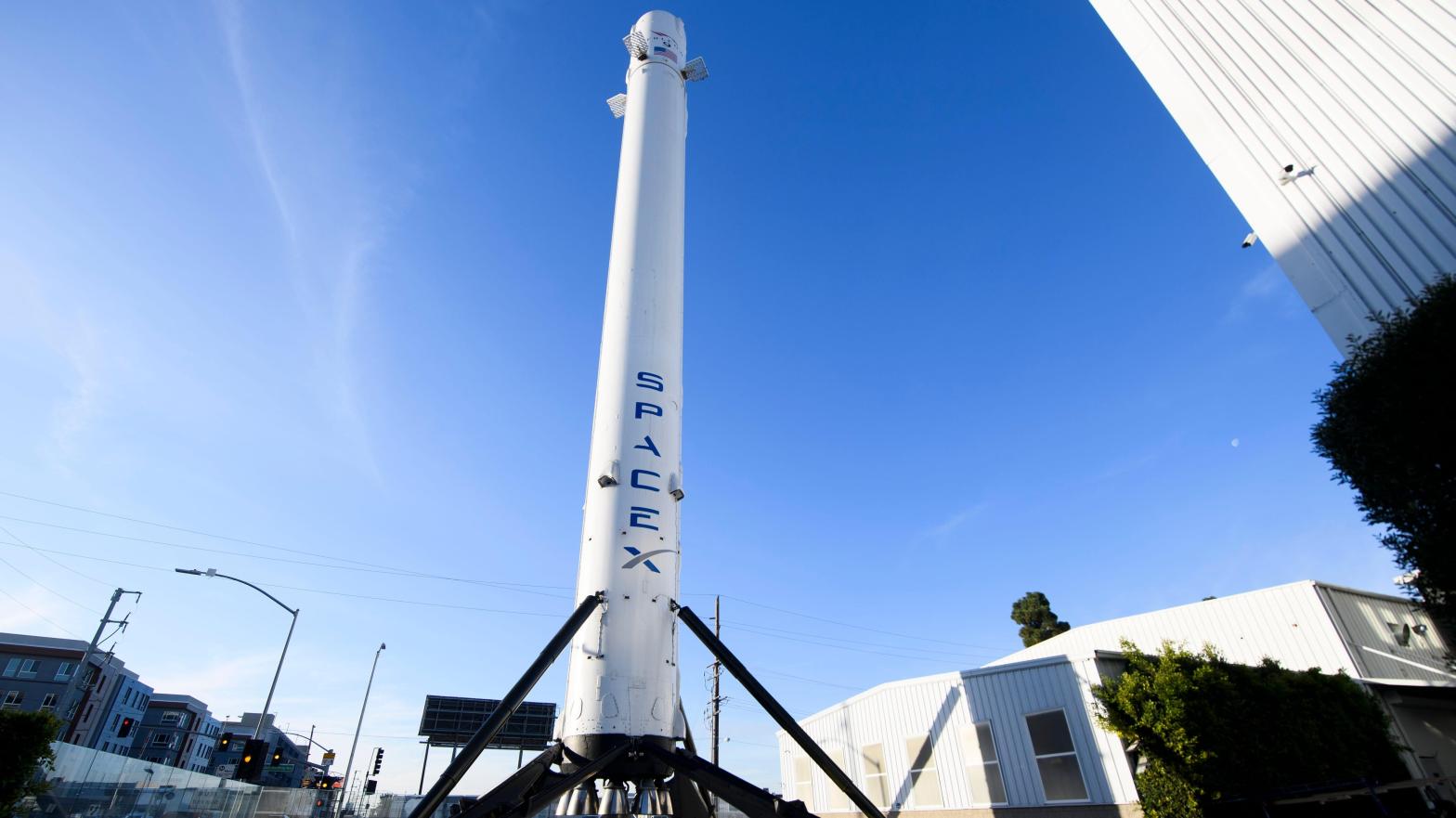 The recovered first stage of a Falcon 9 rocket was put on display around SpaceX's offices in Hawthorne, California last year. The rocket used a model of the Raptor engine.  (Photo: PATRICK T. FALLON/AFP, Getty Images)