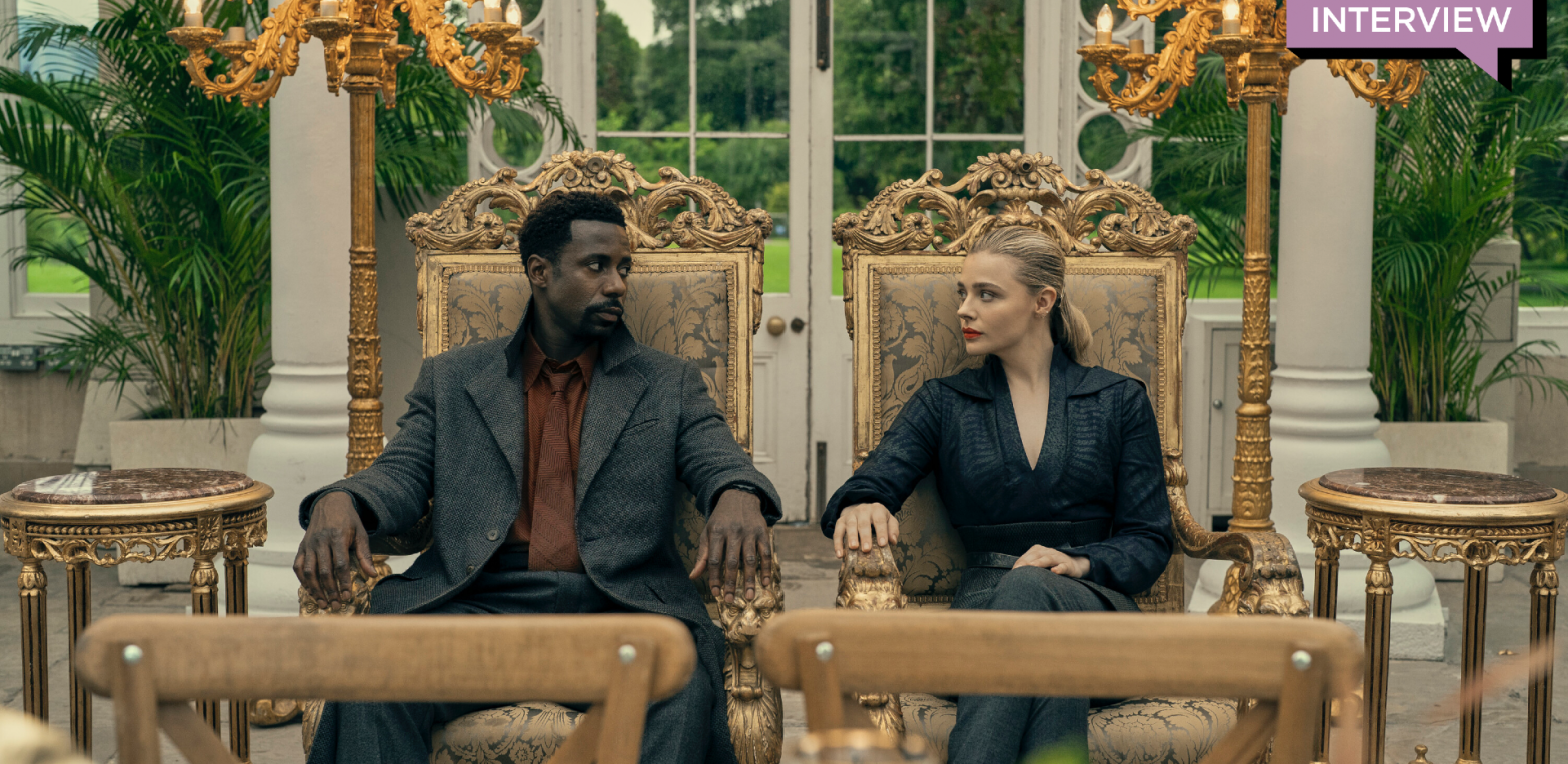 Wilf (Gary Carr) and Flynne (Chloë Grace Moretz) meet in future London. (Image: Prime Video)