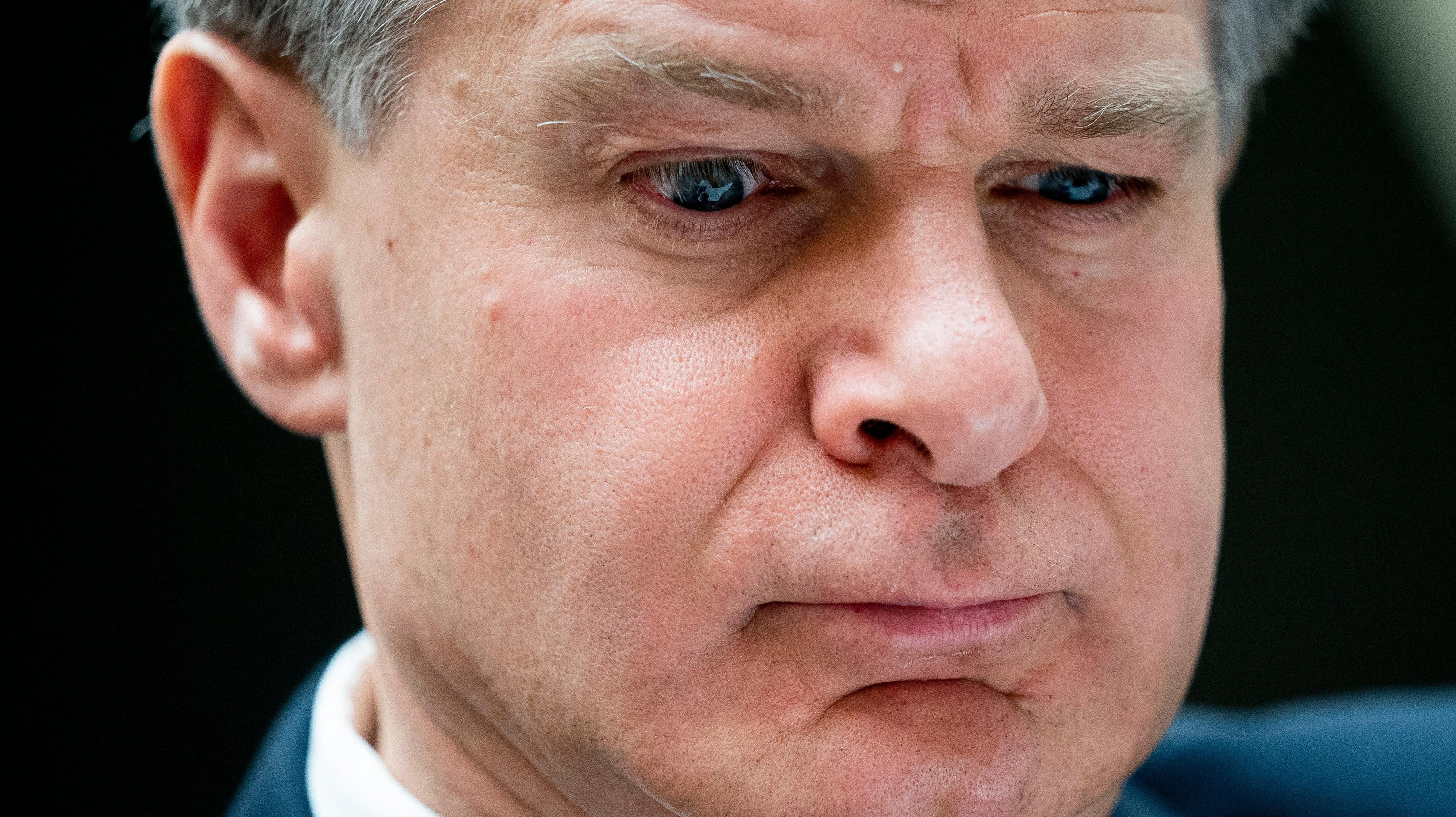 Chris Wray, director of the FBI, thinks about something during a House Intelligence Committee hearing.  (Photo: STEFANI REYNOLDS/AFP, Getty Images)