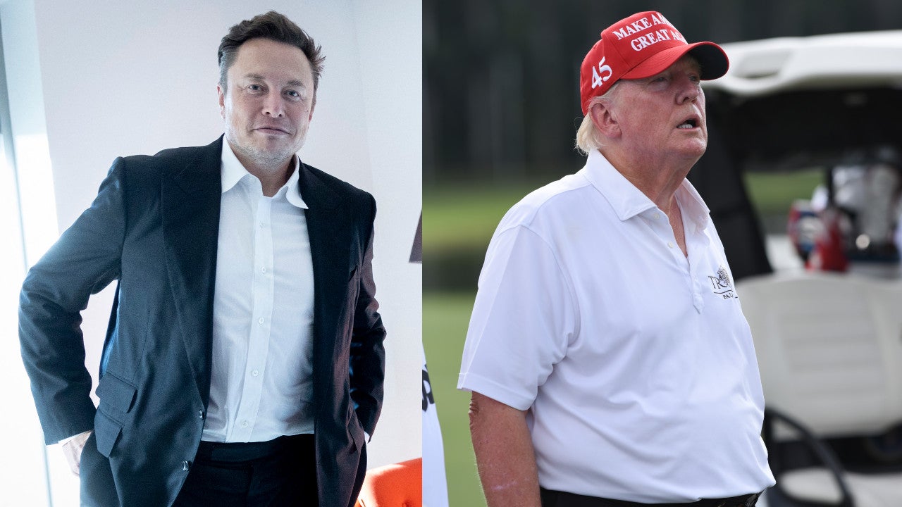 Elon Musk in Norway on August 29, 2022 (left) and former president Donald Trump on October. 27, 2022, at Trump National Doral Golf  Club in Doral, FL. (Photo: AFP, Getty Images)