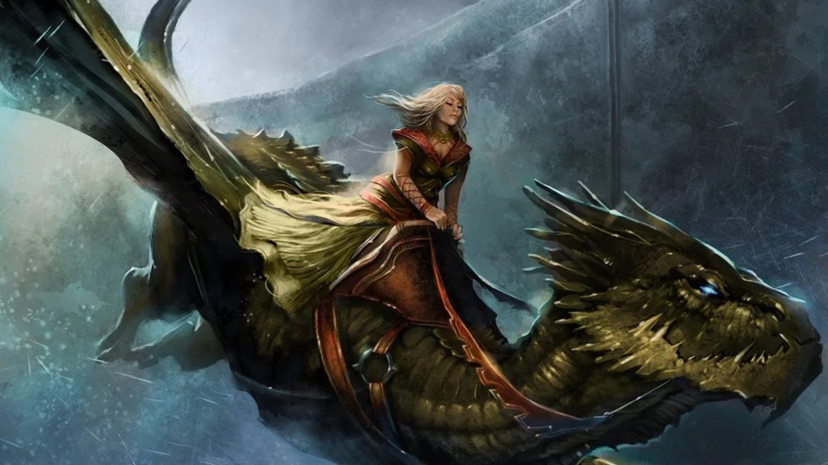 Art of Queen Alysanne riding her dragon Silverwing by Emile Denis. Seen in Green Room's A Song of Ice and Fire Role-Playing Game. (Image: Green Room Publishing)