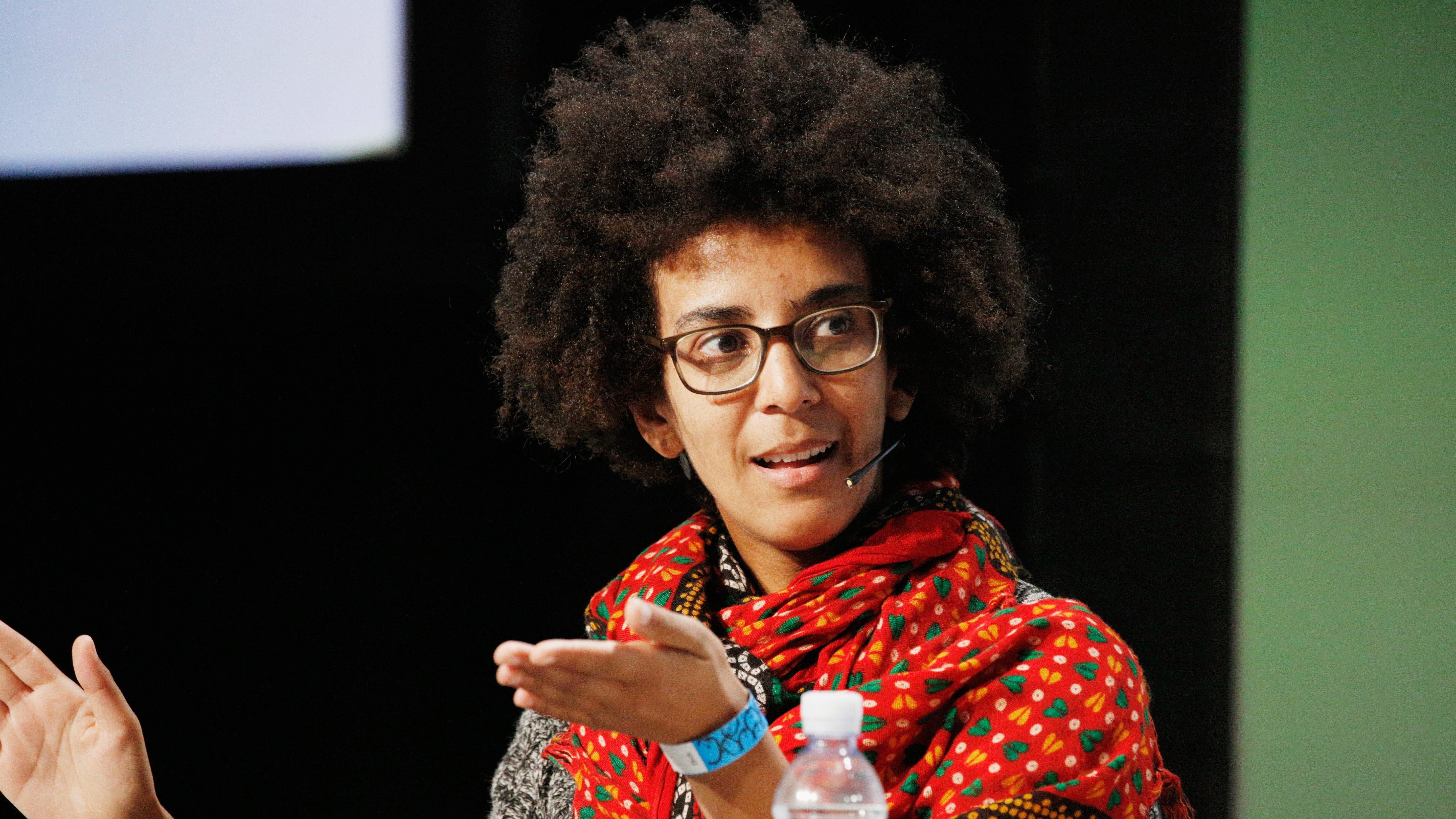 Google AI Research Scientist Timnit Gebru speaks onstage during Day 3 of TechCrunch Disrupt SF 2018 at Moscone Centre on September 7, 2018 in San Francisco, California.  (Photo: Kimberly White, Getty Images)