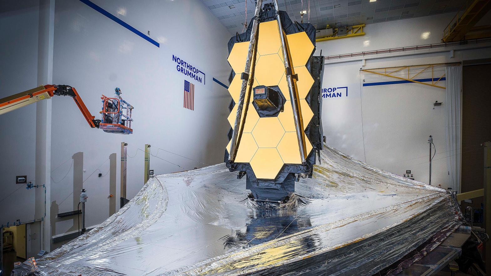 The Webb Space Telescope before it was packed and shipped to French Guiana for launch.  (Photo: NASA)