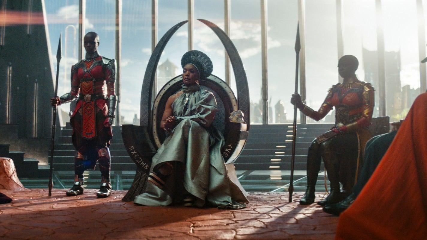 Queen Ramonda (Angela Bassett) rules Wakanda. (Image: Marvel Studios)