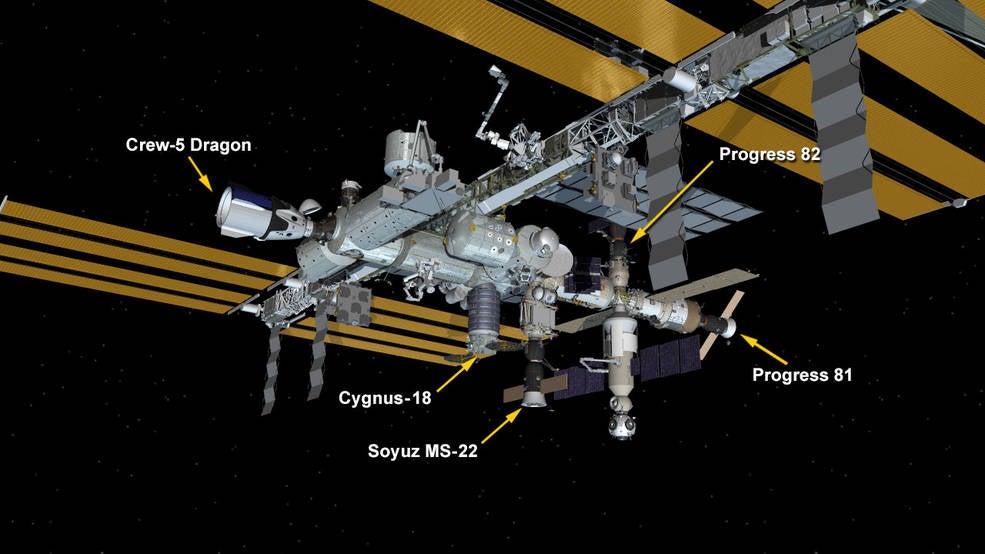 Graphic showing the updated ISS configuration.  (Graphic: NASA)
