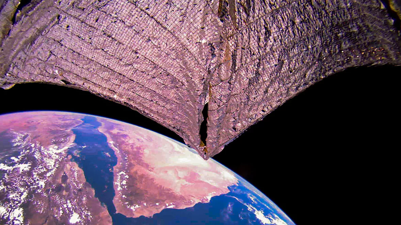 LightSail 2 soaring above the Arabian Peninsula and the Red Sea. (Image: The Planetary Society)