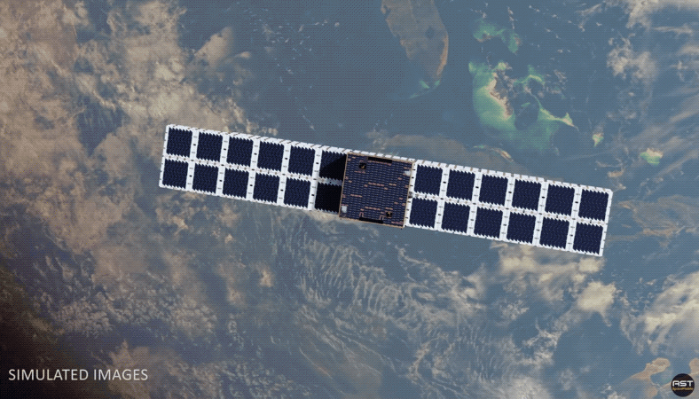 The BlueWalker 3 satellite deployed the largest commercial communications array in low Earth orbit. (Gif: AST SpaceMobile/Gizmodo)
