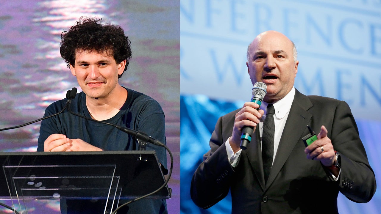 Sam Bankman-Fried at a charity event on June 23, 2022  in New York City (left) Kevin O'Leary speaks onstage at a conference on  December 8, 2016 (right) (Image: Craig Barritt / Marla Aufmuth, Getty Images)