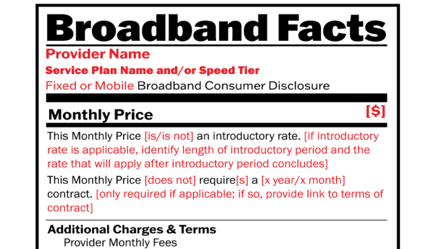 The FCC Is Forcing Internet Providers to Publish ‘Nutrition Labels’ Breaking Down Prices