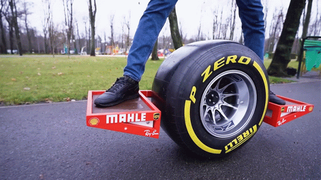 What if You Turned a Formula 1 Wheel Into a Onewheel Style Self-Balancing Skateboard?