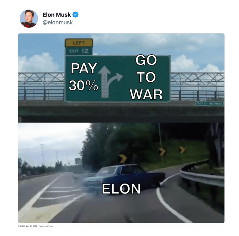 Elon Musk Is Extremely Pissed at Apple, but He Deleted a Tweet About ‘Going to War’