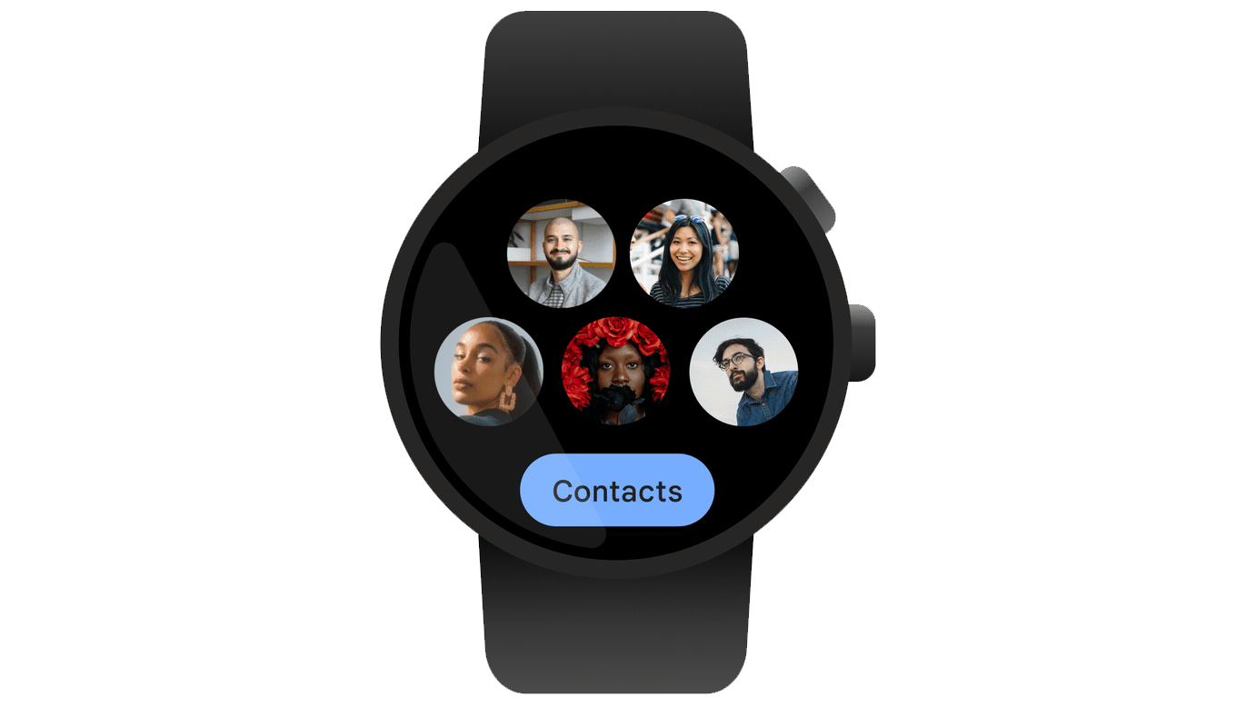Now you can bookmark people you like to call them instantly from your smartwatch using the Contacts app tile.  (Image: Google)