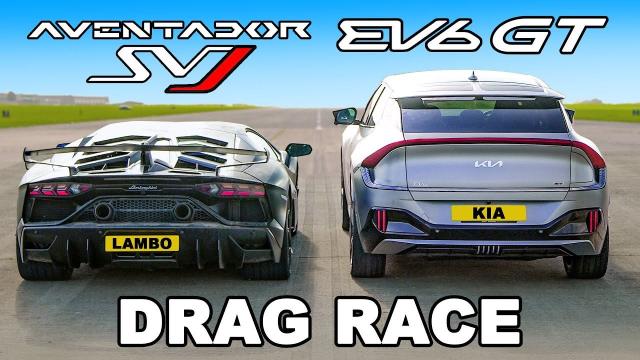 Watch a Kia EV6 GT Stay Basically Neck-and-Neck With a Lamborghini in a Drag Race