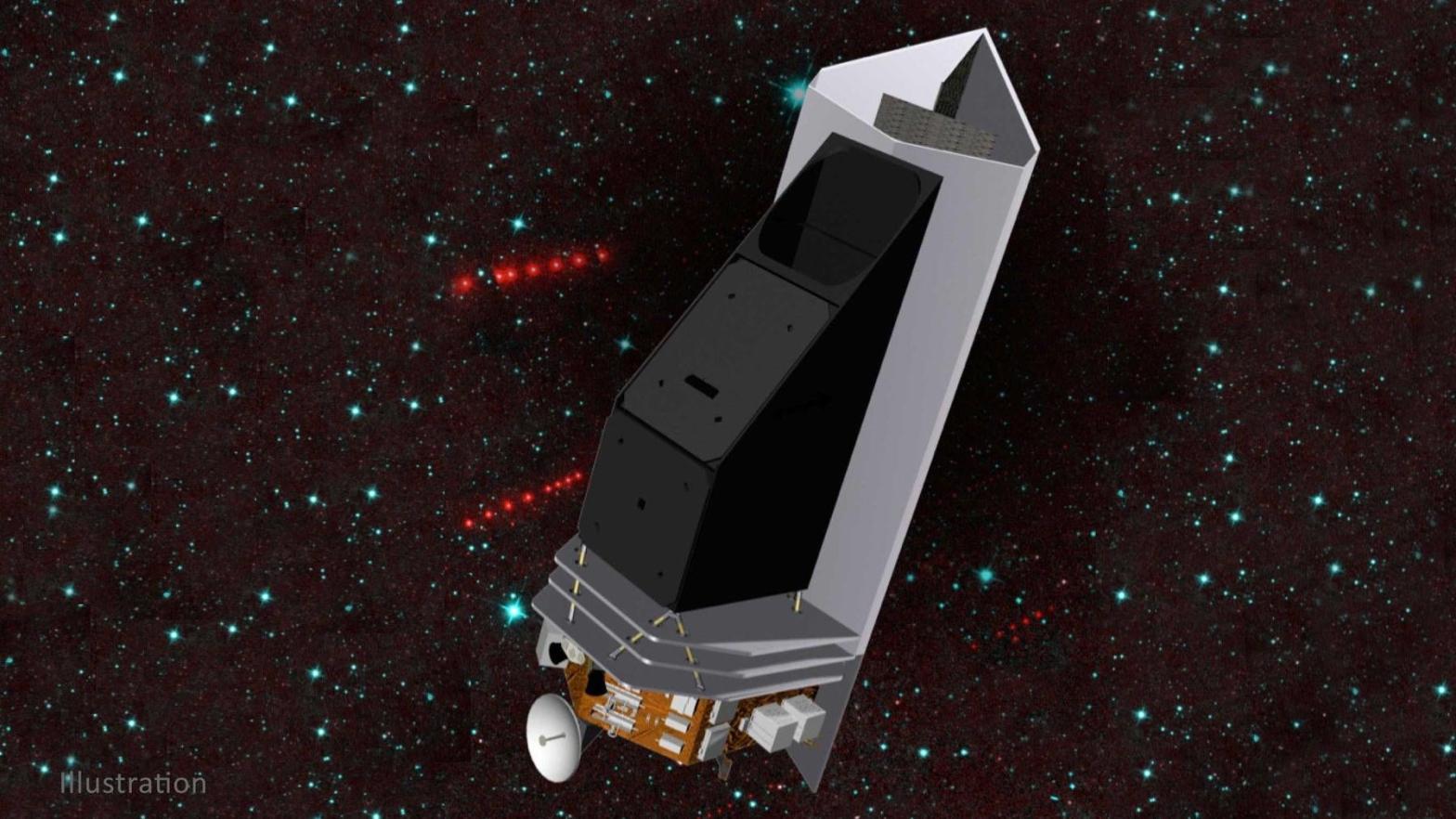 An illustration of the Near Earth Object Surveyor, which is scheduled for launch in June 2028. (Illustration: NASA/JPL-Caltech)