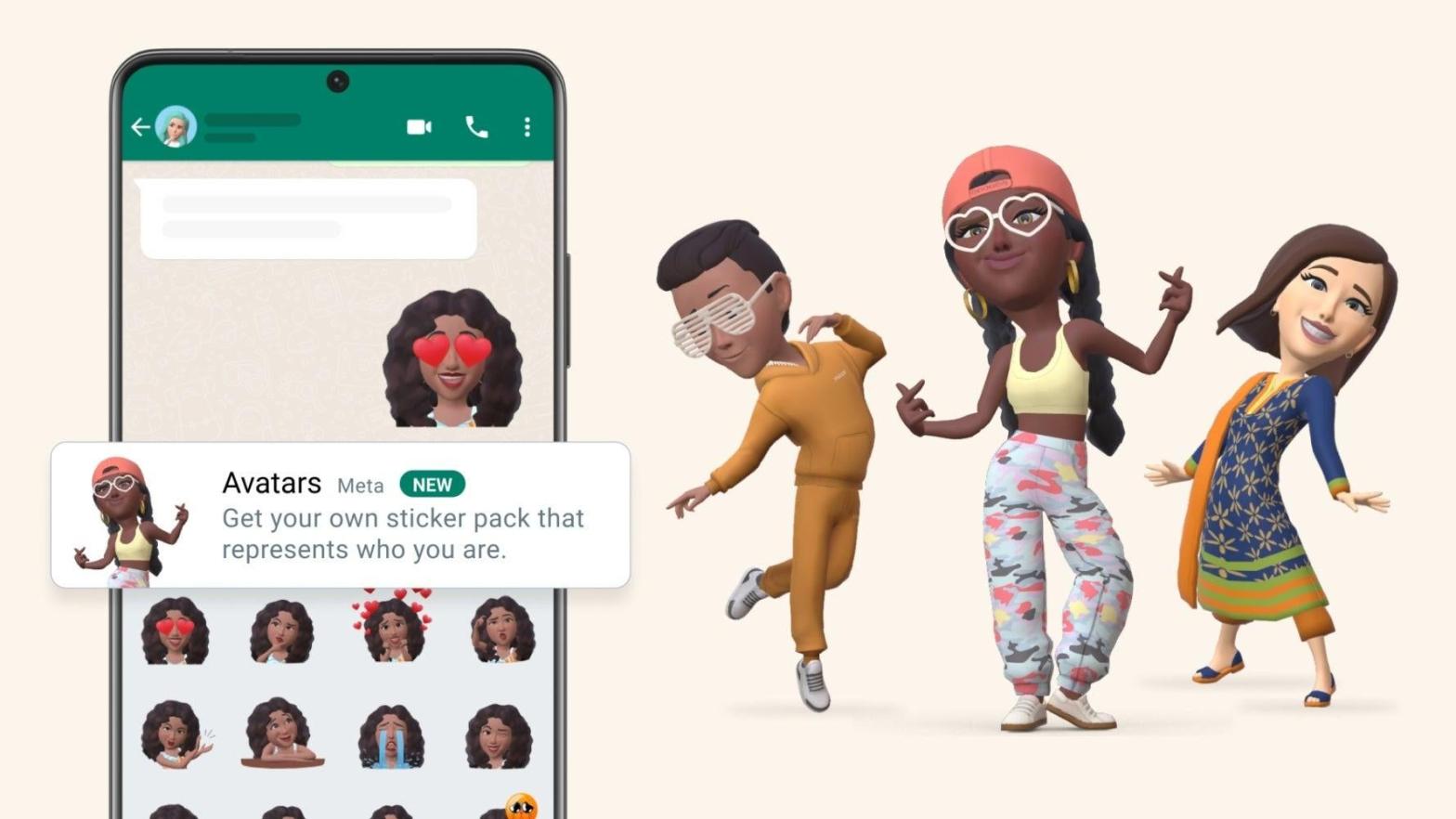 Meta's avatars are heading to WhatsApp, though they won't have the cross-connectivity with other Meta apps that also feature avatars. (Image: Meta)