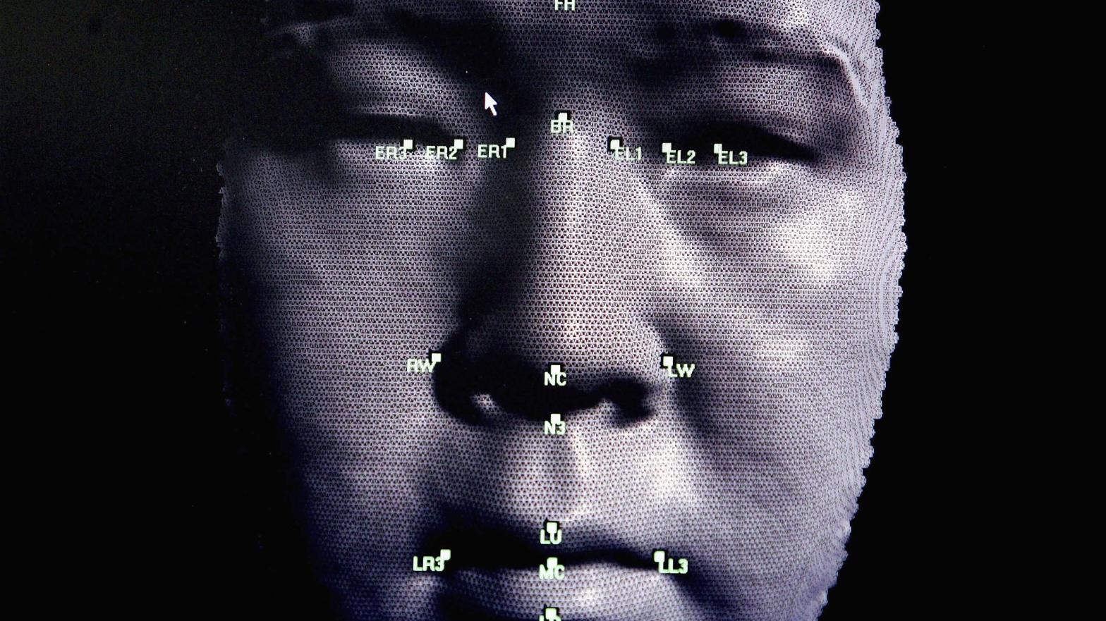 A 3D facial recognition program is demonstrated during the Biometrics 2004 exhibition and conference October 14, 2004 in London  (Photo: an Waldie, Getty Images)