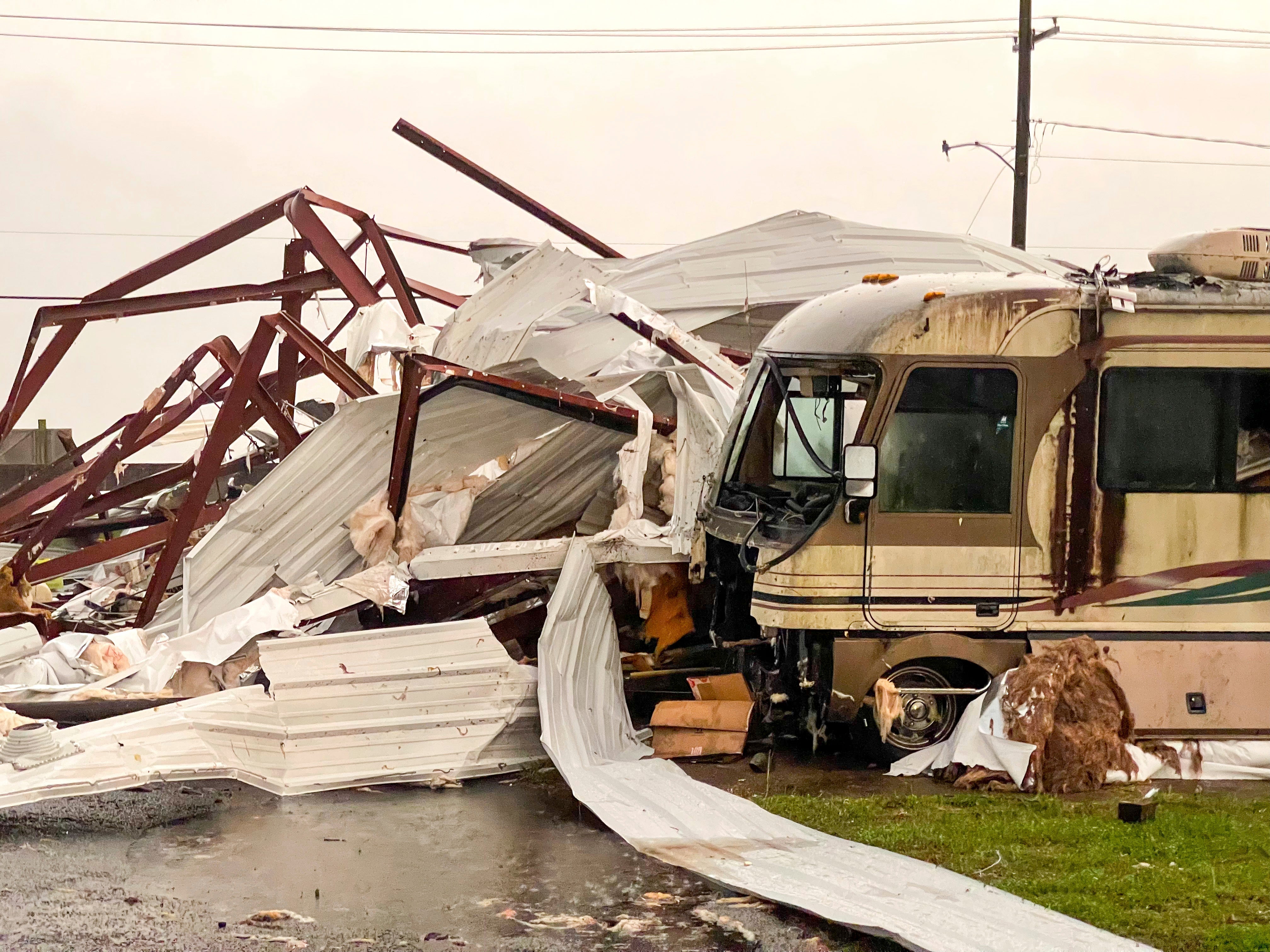An RV in front of a destroyed structure in Arabi, Louisiana. (Photo: Matthew Hinton, AP)
