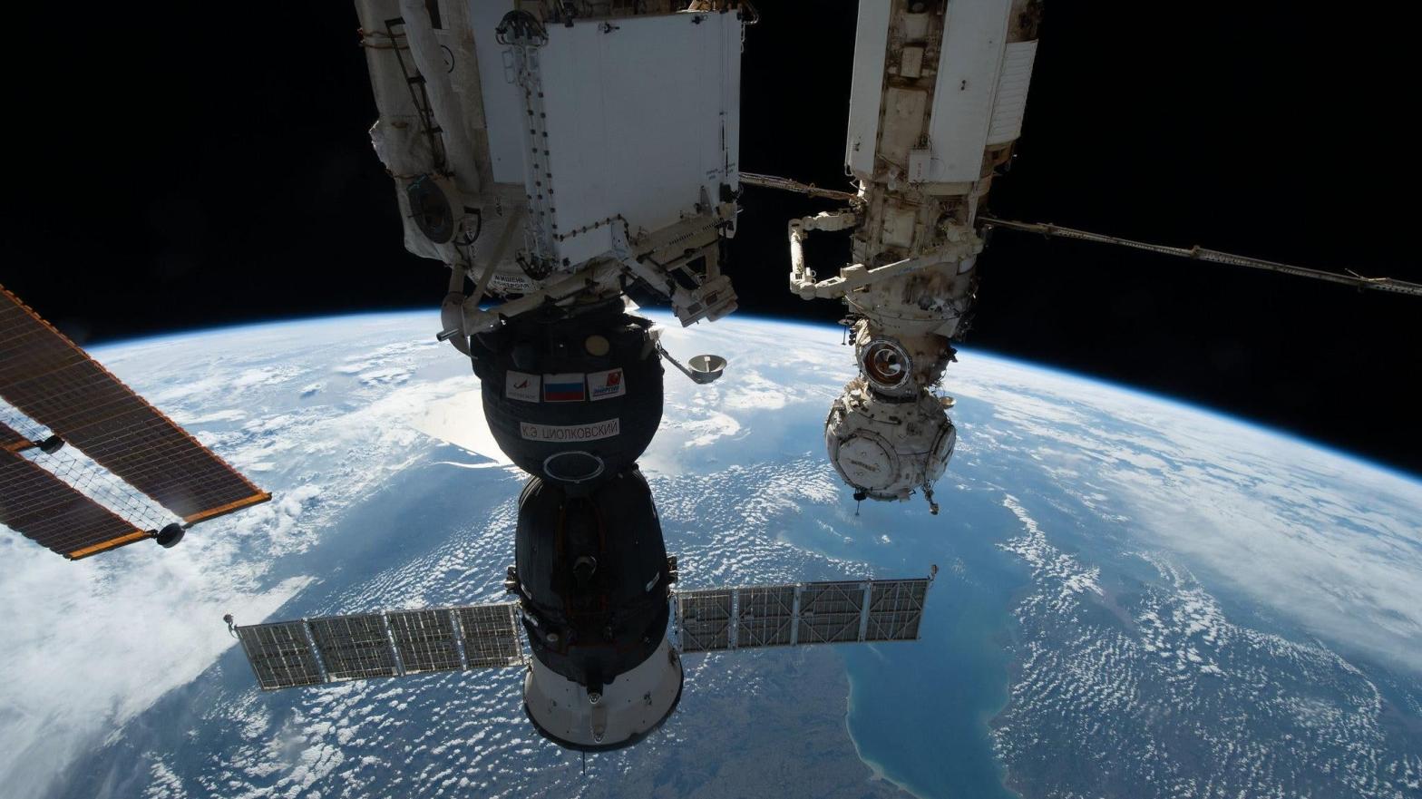 The Soyuz MS-22 spacecraft docked to the Russian Rassvet ISS module, in a photo taken on October 8, 2022. (Photo: NASA)
