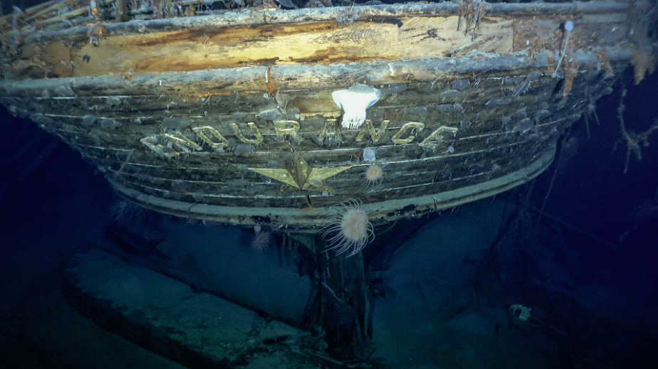 The stern of Endurance. (Photo: Falklands Maritime Heritage Trust/National Geographic)
