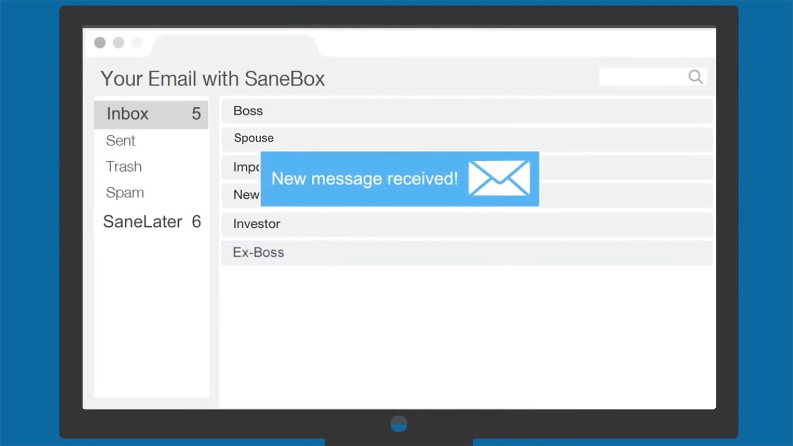 A service such as SaneBox can help while you're away. (Image: SaneBox)
