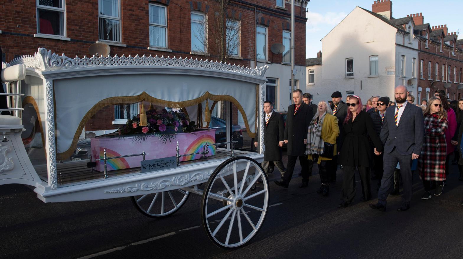 The funeral of 5-year-old Stella-Lily McCorkindale on December 14, 2022 in Belfast, Northern Ireland. Stella-Lily died following a severe case of the bacterial infection strep A. (Photo: Charles McQuillan, Getty Images)